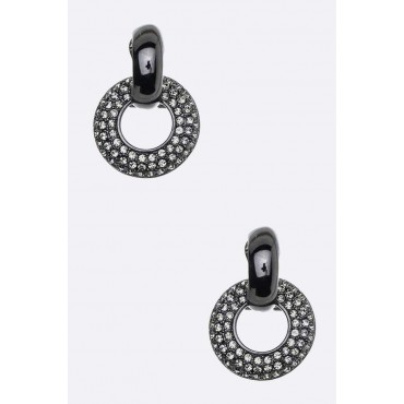 Black Diamond Crystal Ring Omega Post Earrings 